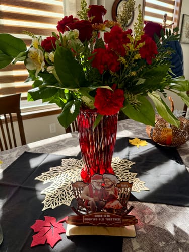 Customer photo review of Personalized "Growing Old Together"Standing Wooden Plaque With Name & Year Christmas Anniversary Wedding Gift For Couple For Grandparents