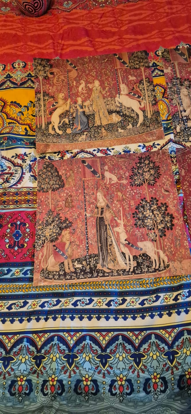 Customer photo review of Lady and the Unicorn Medieval Tapestry Wall Hanging | Vintage Woven Wall Art Home Decor