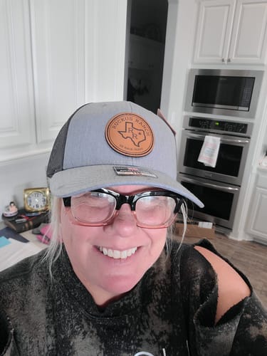 Customer photo review of Premium Custom Leather Patch Hats (Wholesale)