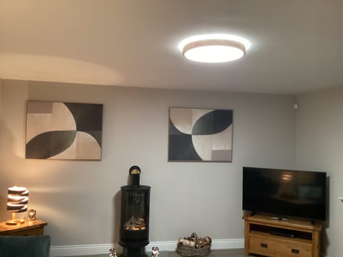 Customer photo review of Scandinavian Dimmable Wood LED Flush Mount Light