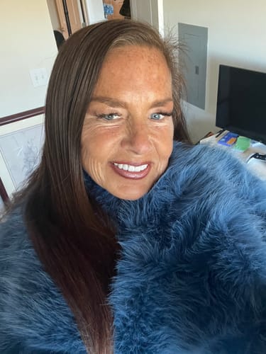 Customer photo review of REGINA-SKYBLUE FAUX FUR JACKET