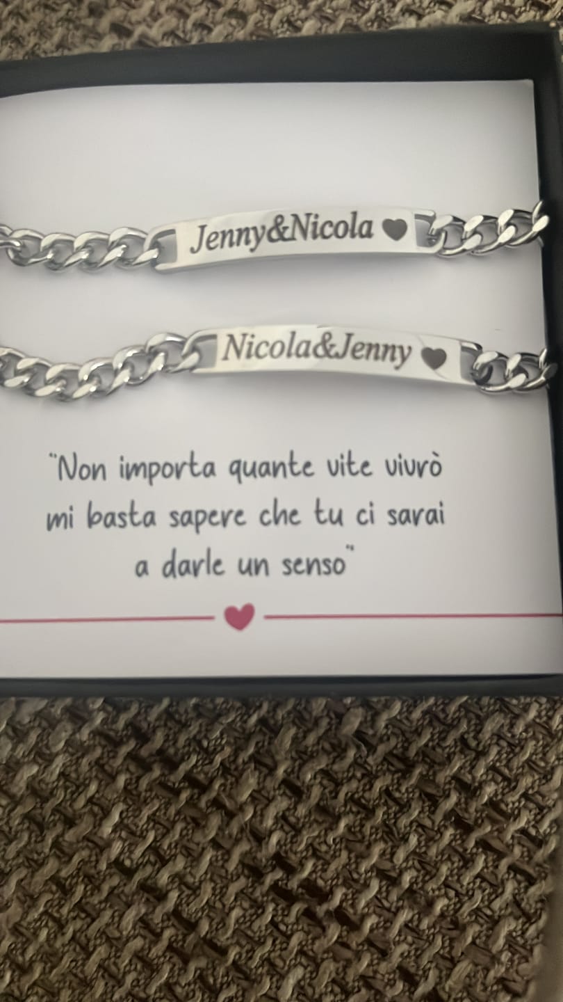 Customer photo review of Coppia di Bracciali Amore Eterno Personalizzati con incisione