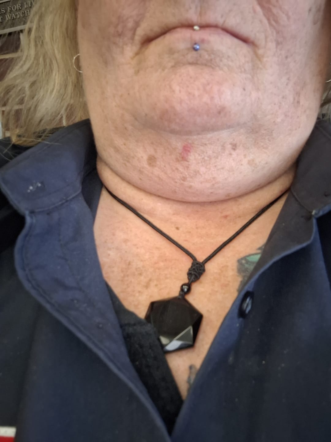 Customer photo review of Obsidian Self Protection Necklace