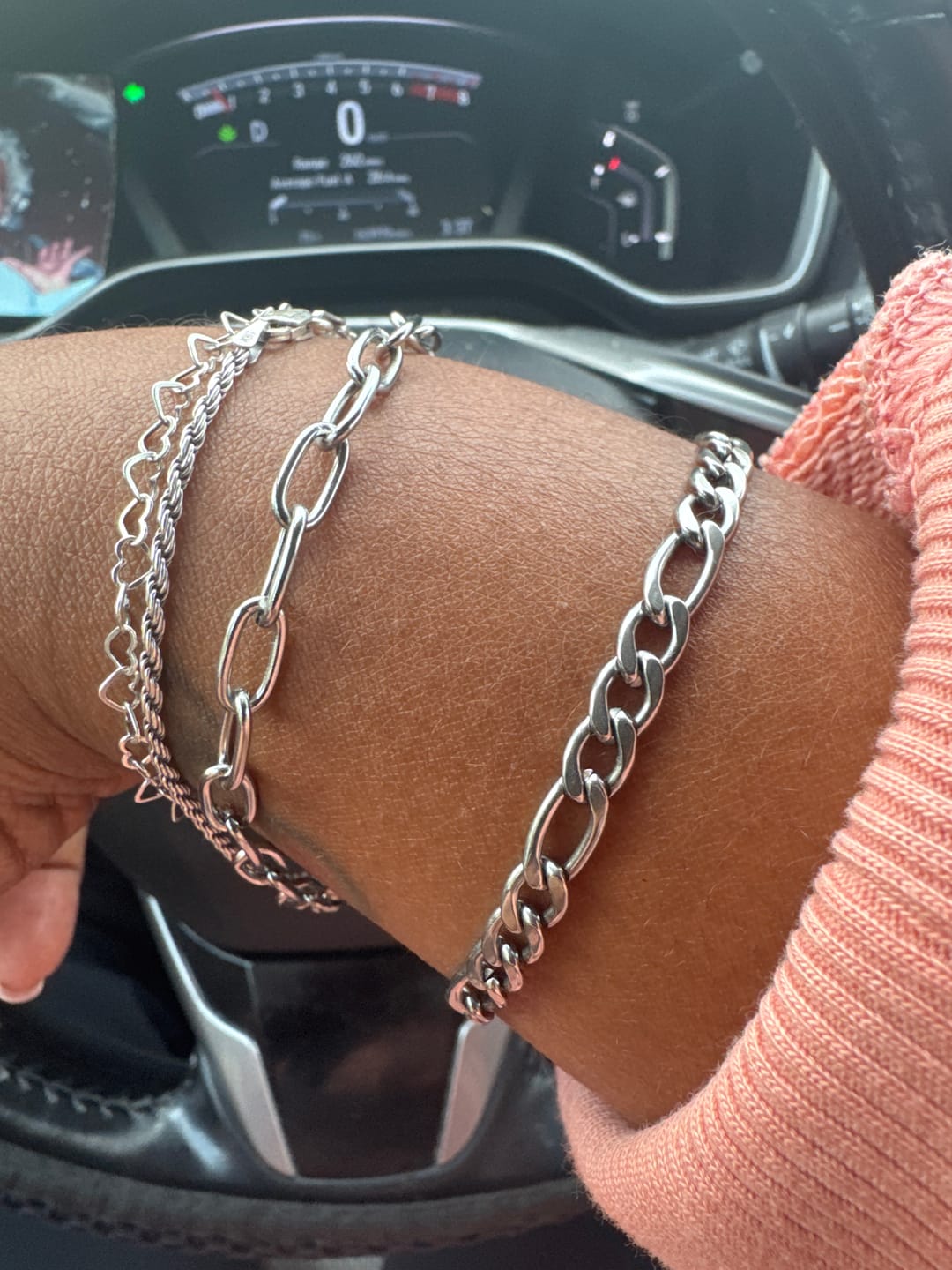 Customer photo review of Paperclip Figaro Bracelet Set