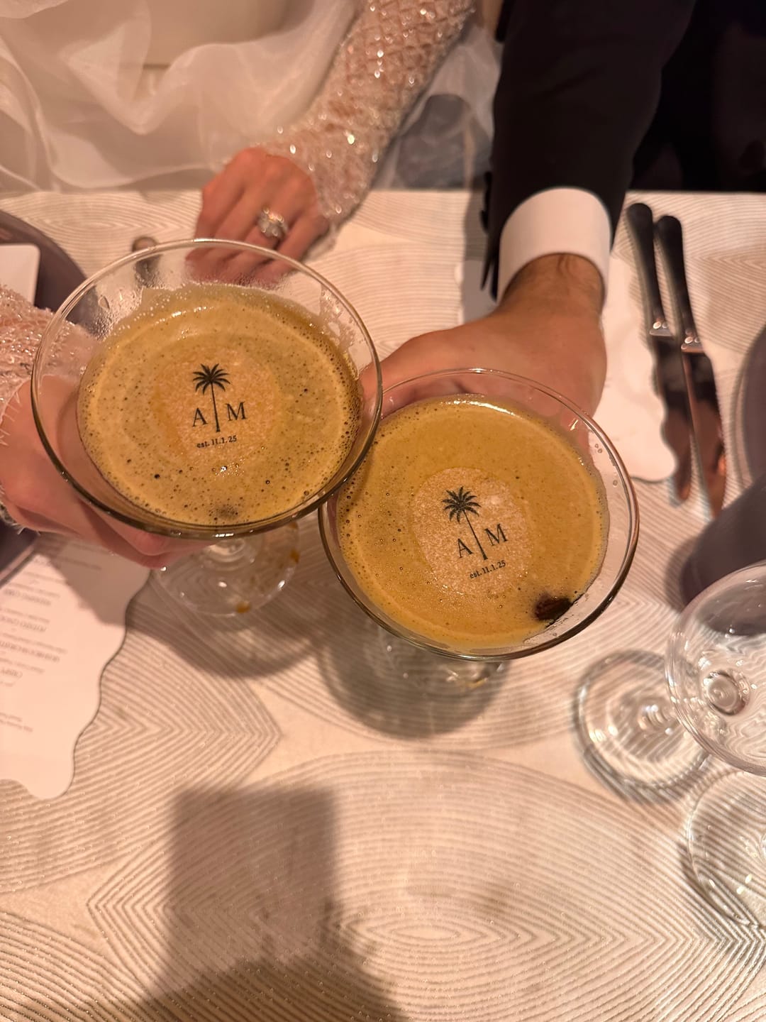 Customer photo review of 50-1000 Personalized Edible Drink Toppers: Monogram Cocktail Garnishes