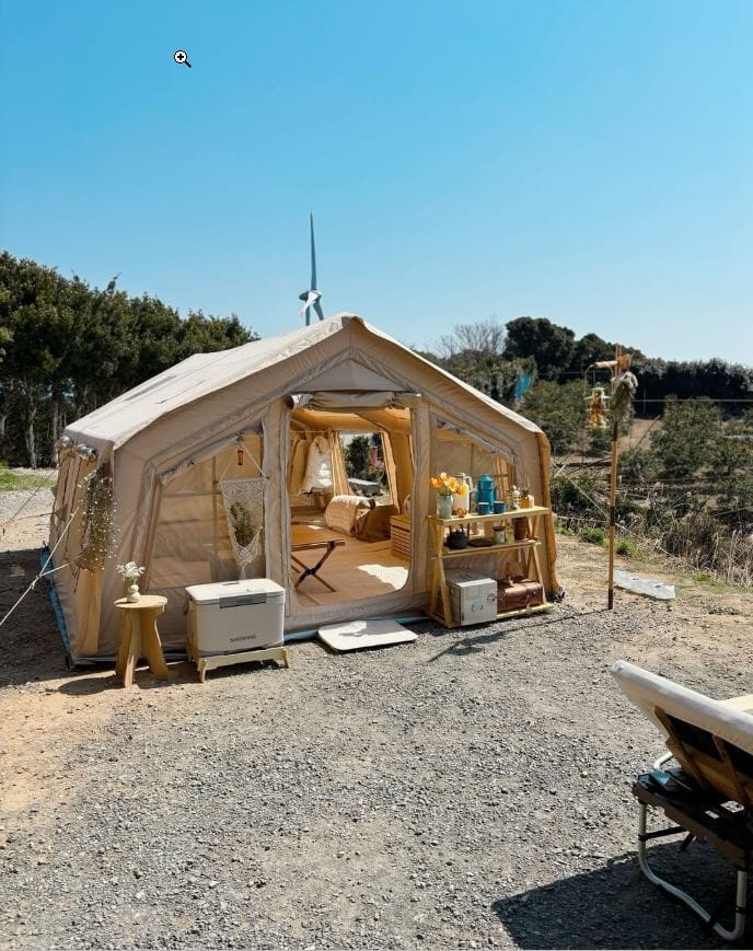 Customer photo review of Coody 17.2 (Koala-7) Beige Large Inflatable Tent for Camping (2-10 person)