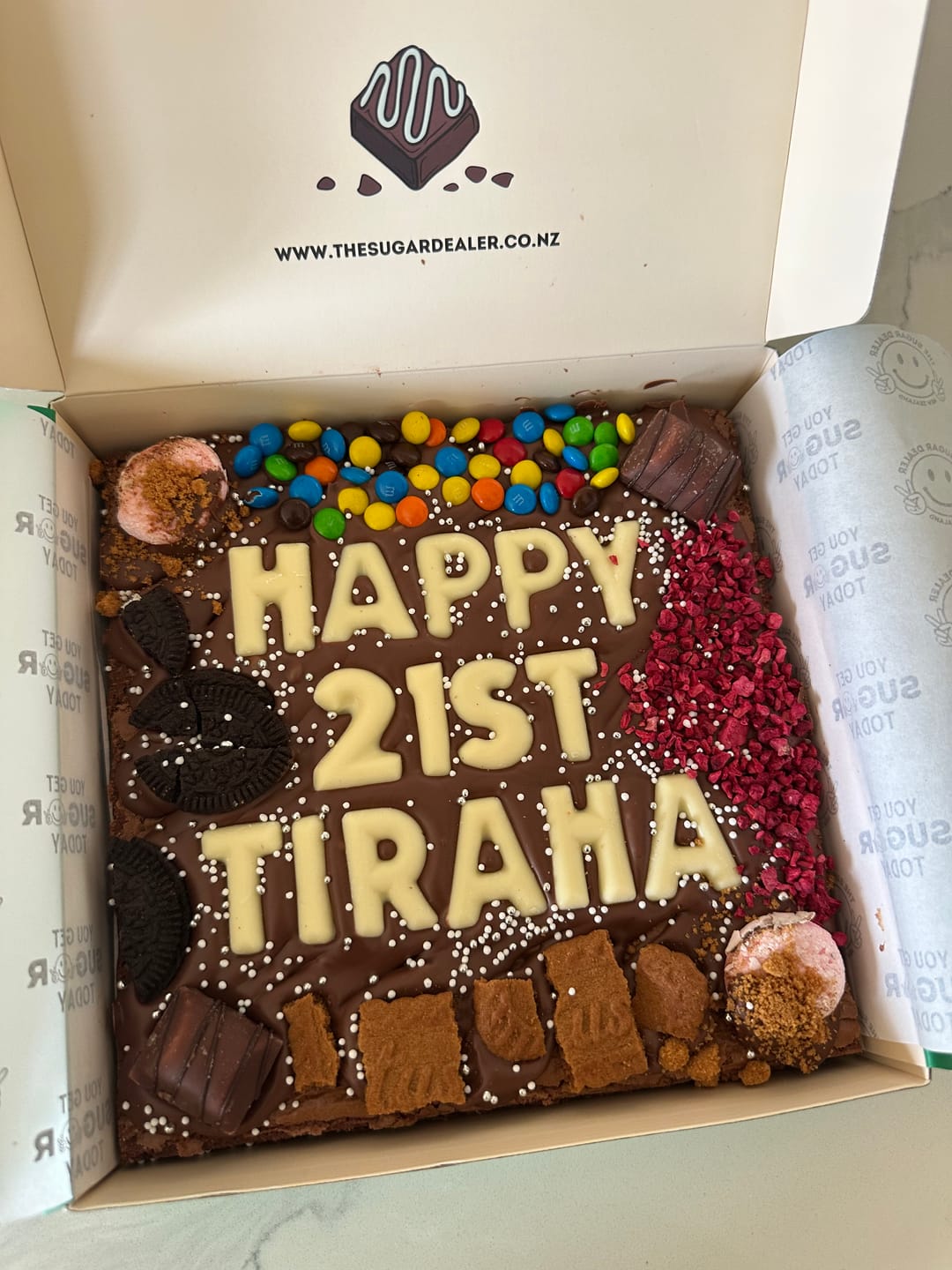 Customer photo review of Custom message loaded brownie