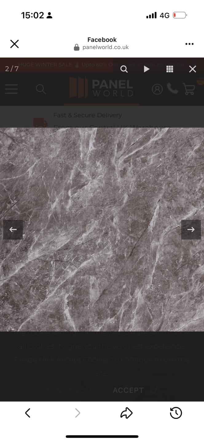 Customer photo review of Premium Pietra Marble Gloss Shower Wall Panel – 1M x 2.4M