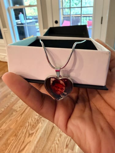 Customer photo review of Photo Engraved Necklace Memorial Gift