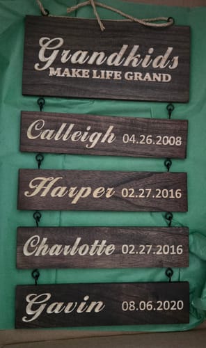 Customer photo review of Personalized Grandkids Hanging Sign | 2024 Version Engraved Design