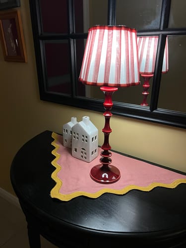 Customer photo review of Red Stripe Scallop Lamp Shade