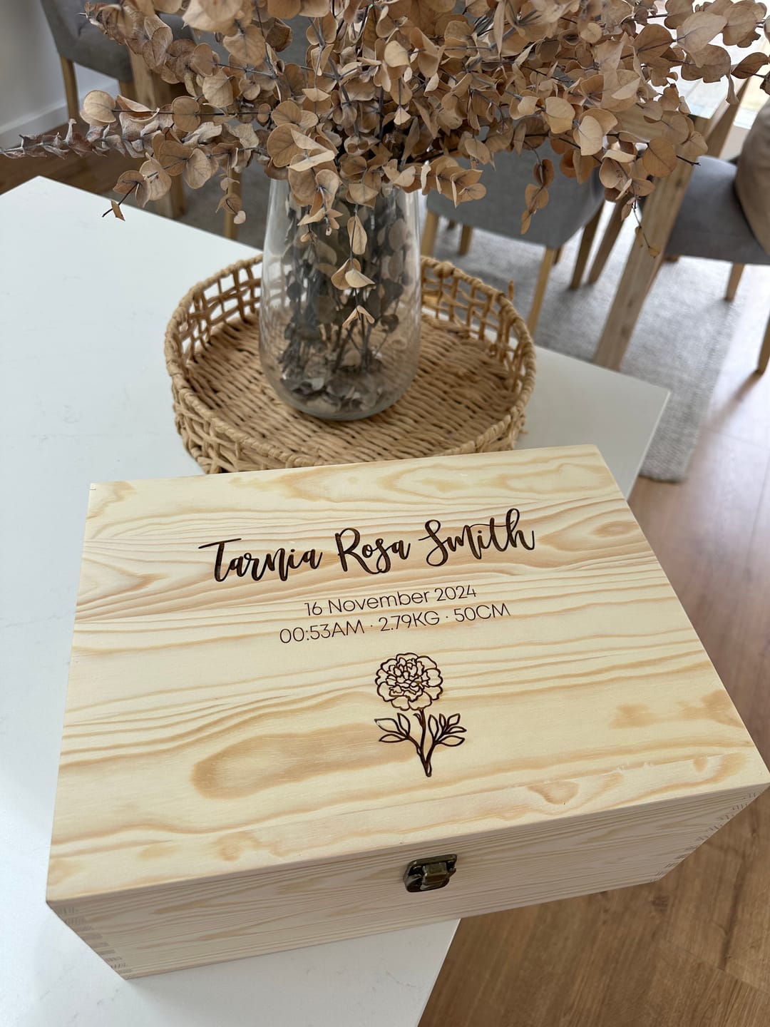 Customer photo review of Birth Flower Keepsake Box