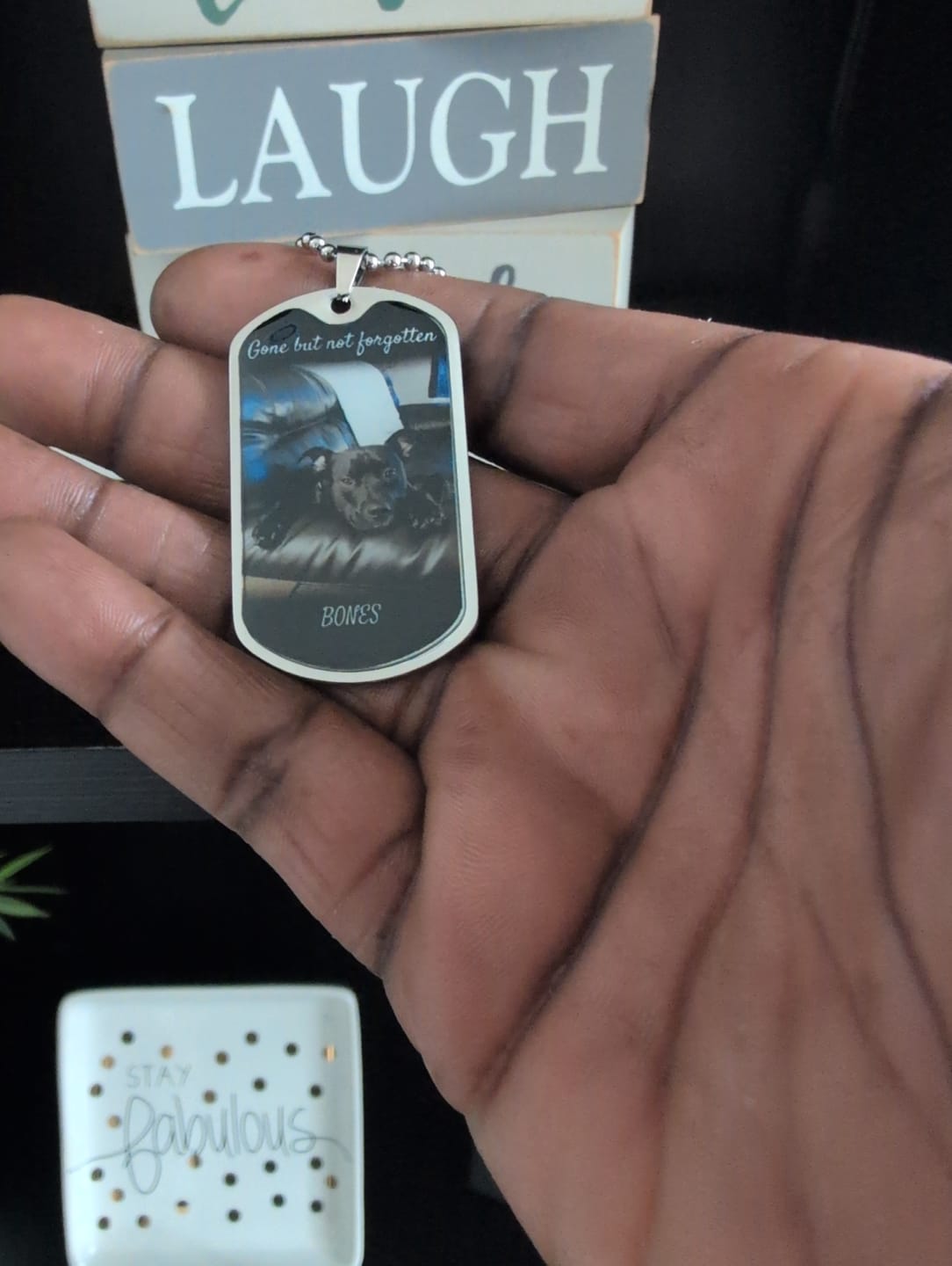 Customer photo review of Custom Name Dog-tag  Memorial Necklace Gift