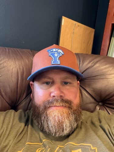 Customer photo review of BYU Fade Hat Brown Royal Blue Cougar Y