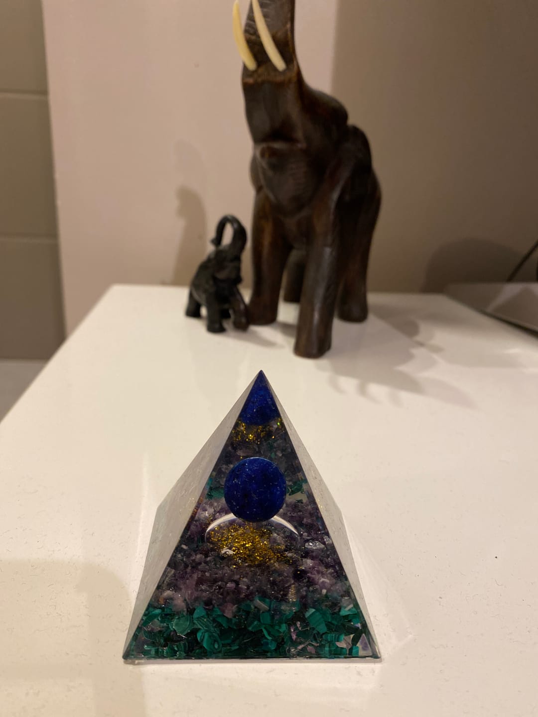 Customer photo review of Orgonite "Abondance & Protection" en Améthyste & Quartz Bleu