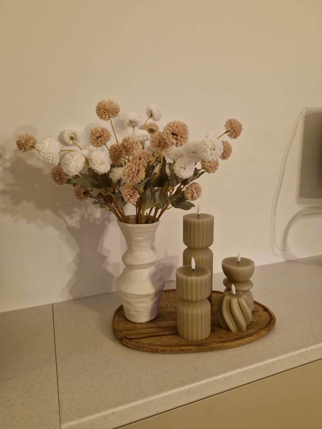 Customer photo review of Zijden Kiku Bloemen - Beige Mix