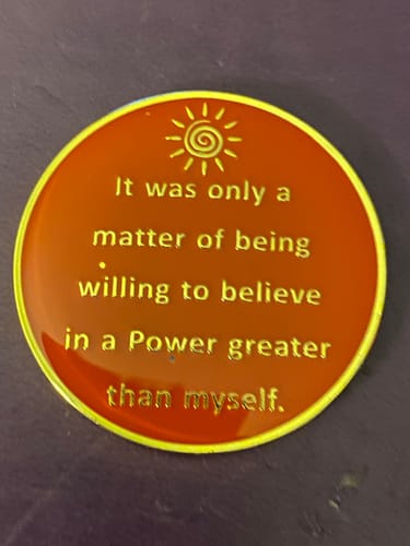 Customer photo review of 1 to 40 Year Stood in the Sunlight Specialty AA Recovery Medallion - Tri-Plated Chip/Coin