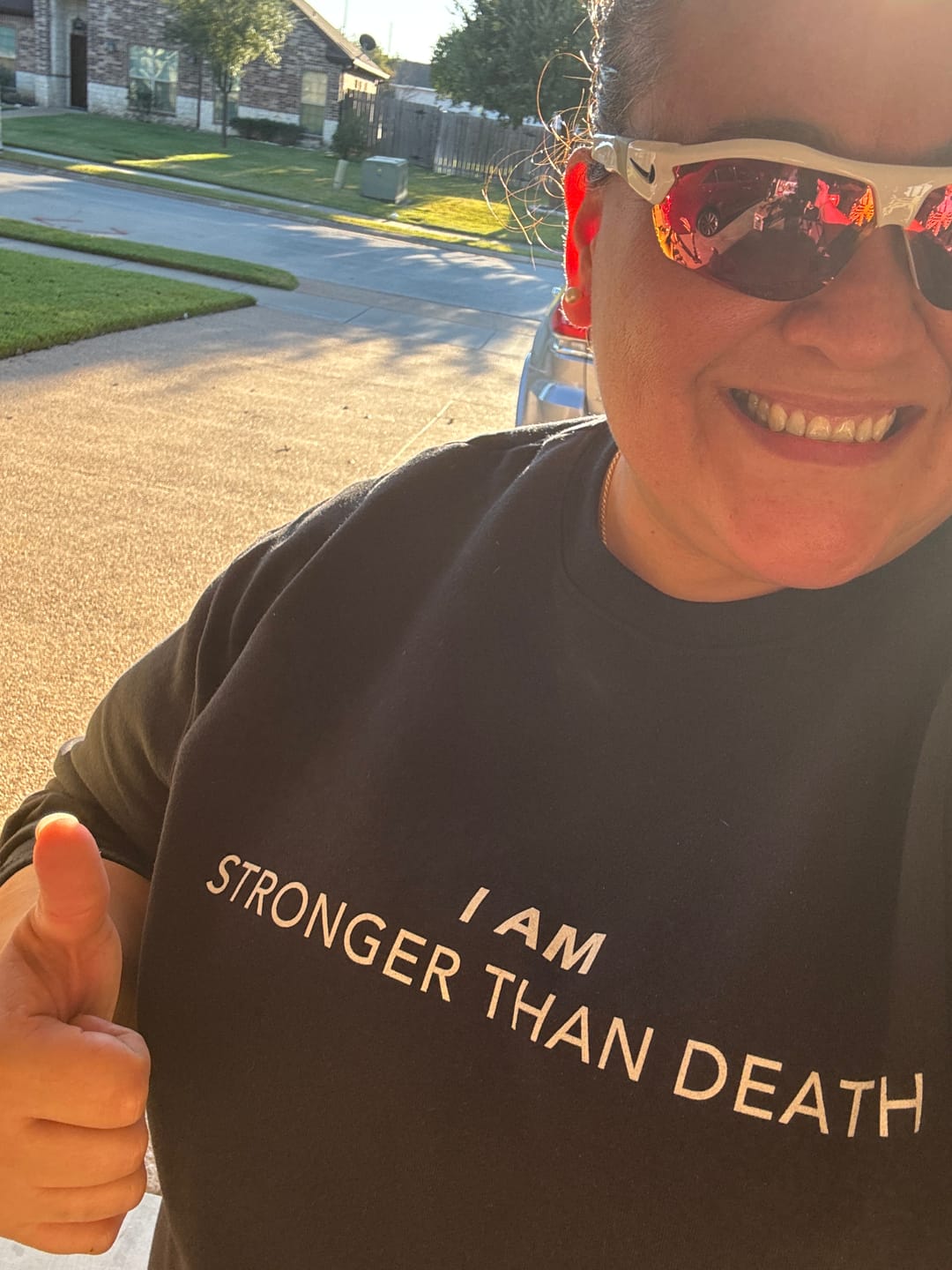 Customer photo review of I Am Stronger Than Death Oversized Heavyweight Sweatshirt