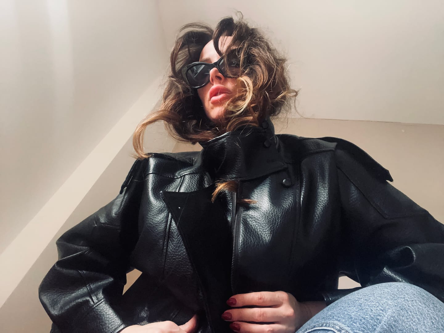Customer photo review of Cecil Asymmetrical Leather Jacket