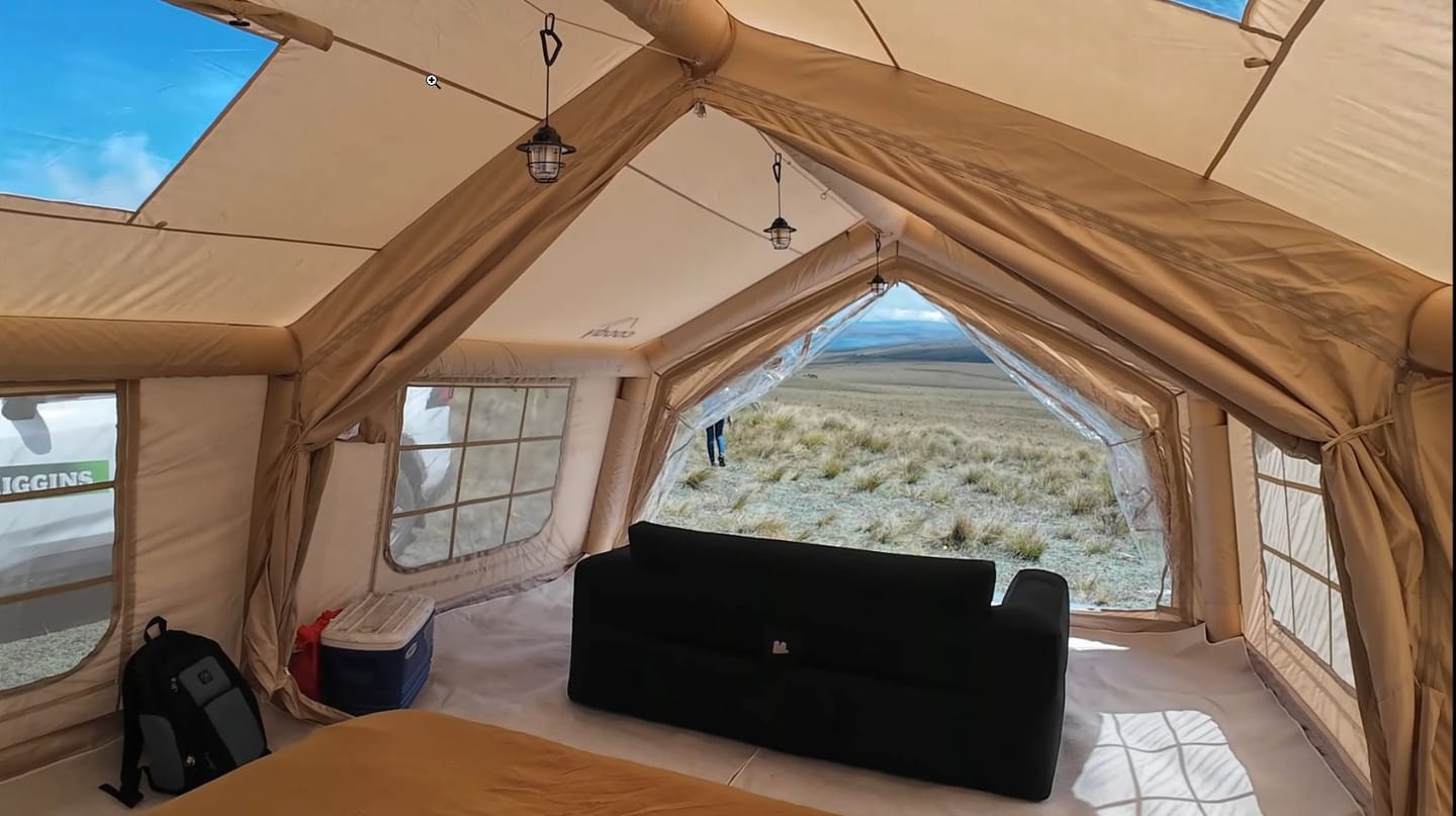 Customer photo review of Coody 17.2 (Koala-7) Beige Large Inflatable Tent for Camping (2-10 person)