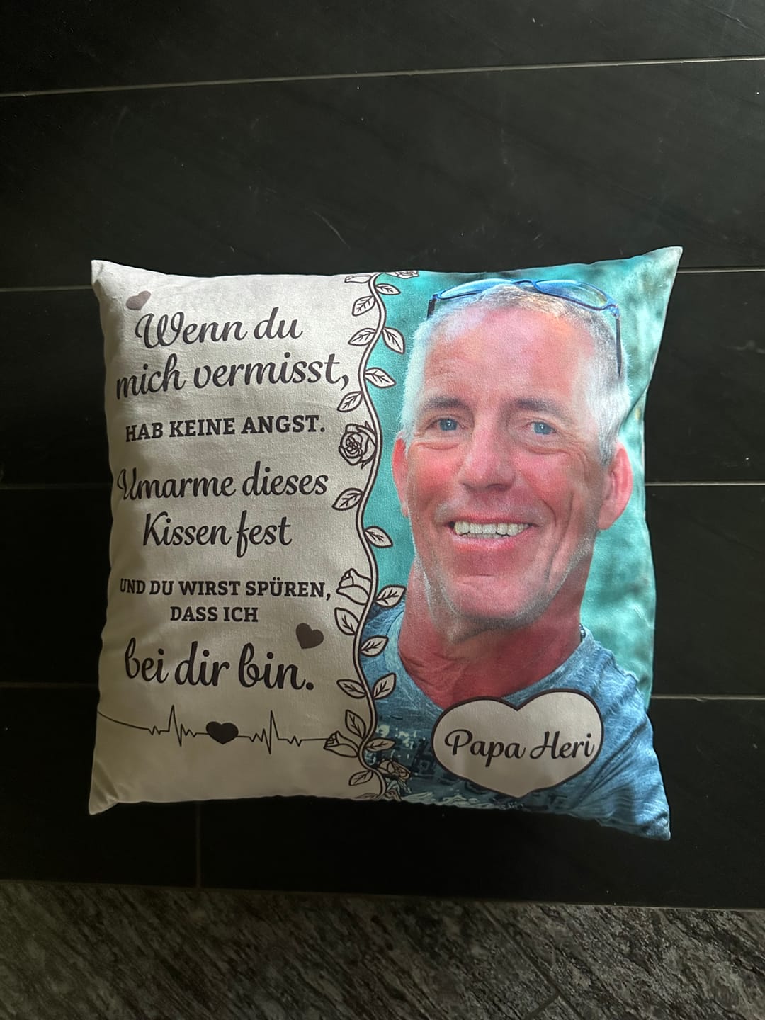 Customer photo review of Wenn du mich vermisst - Personalisiertes Kissen