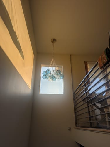 Customer photo review of Art Deco Blue Hue Cluster Glass Globe Bubble Chandelier