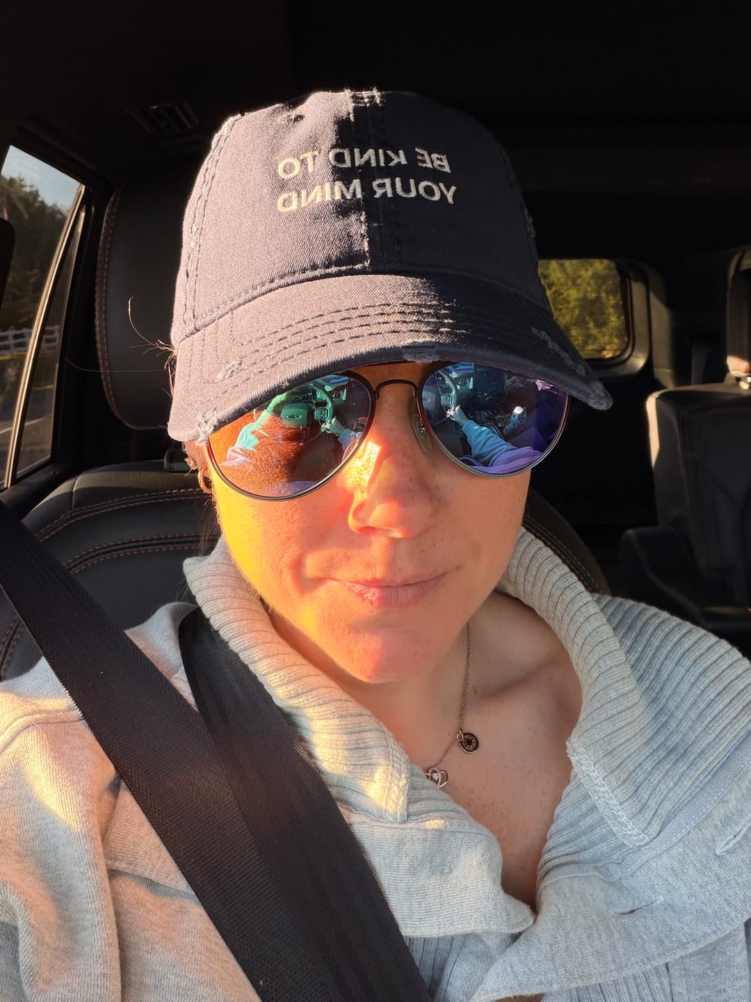 Customer photo review of Be Kind To Your Mind Distressed Hat