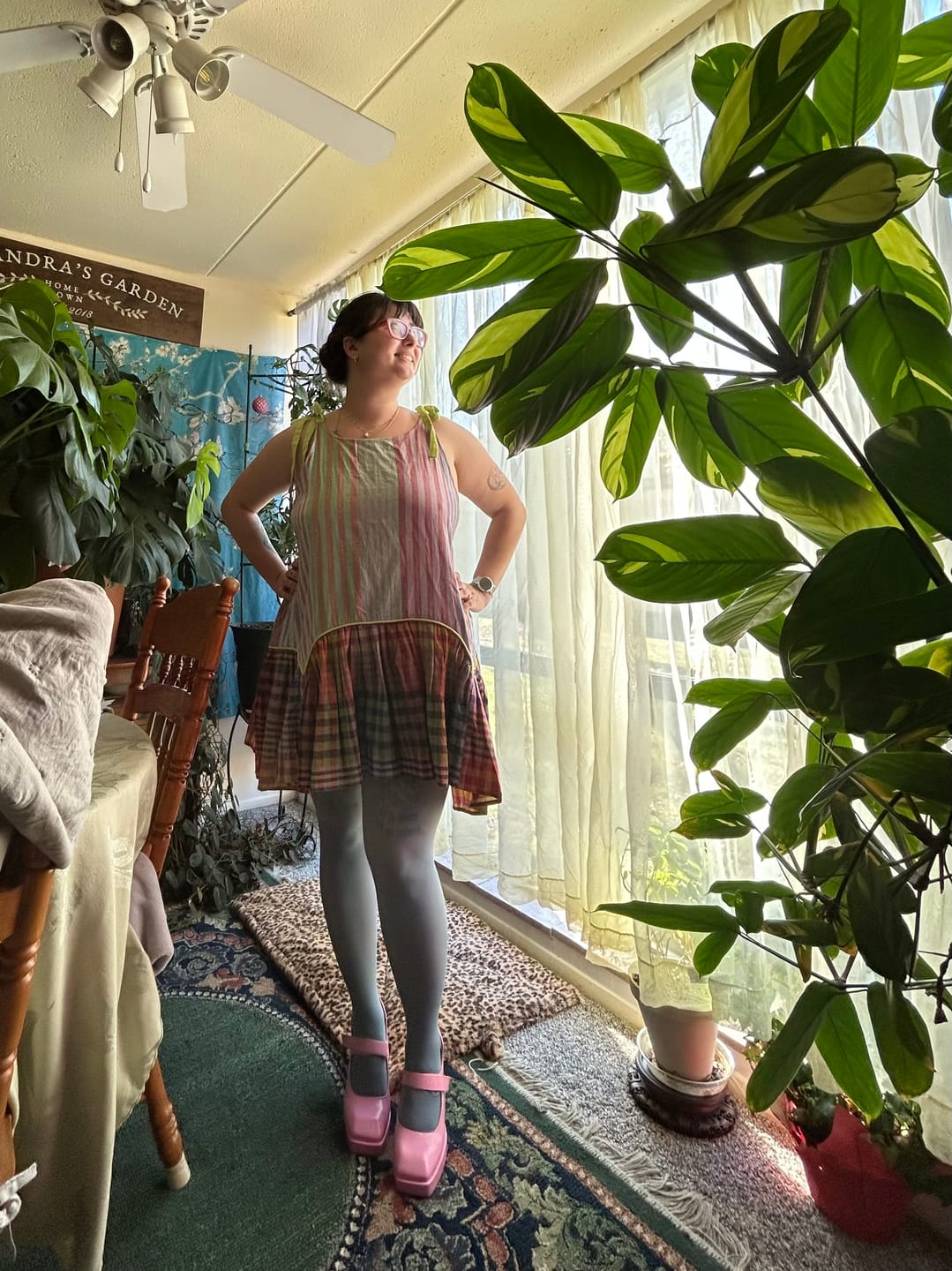 Customer photo review of JADE TUNIC | POSTCARD STRIPE X CHEX