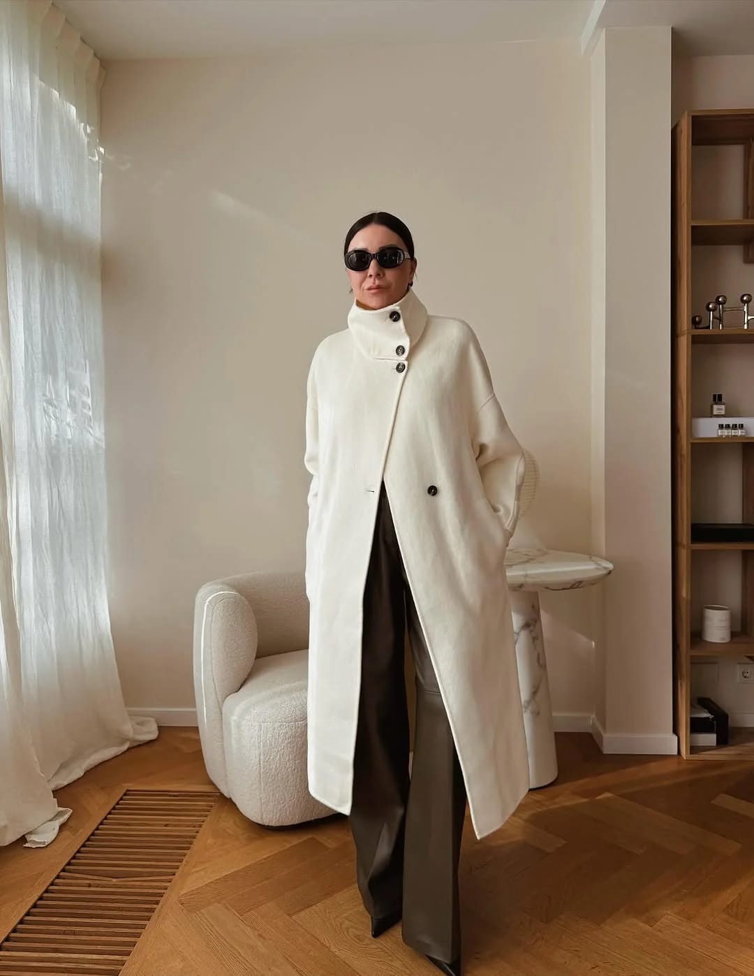 Customer photo review of Julia Stand Collar Long Coat