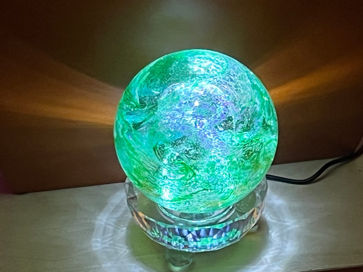 Customer photo review of Dichroic Explosion Orb with Cremation Ash