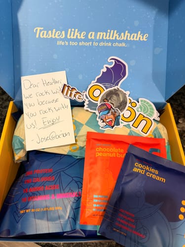 Customer photo review of 9 Loaded Protein Samples + Shaker Bottle