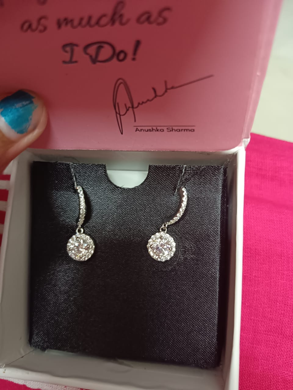 Customer photo review of Silver Zircon Drizzle Drop Earrings