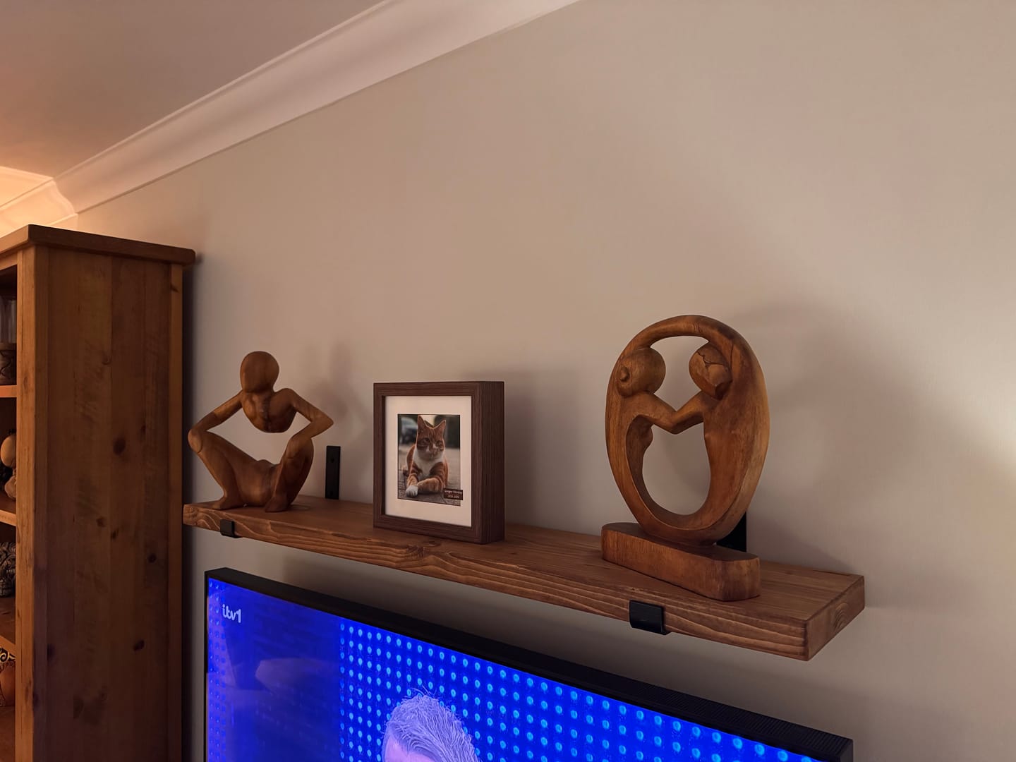 Customer photo review of Rustic Wooden Wall Shelves with Industrial Style Bracket | 22.5cm depth