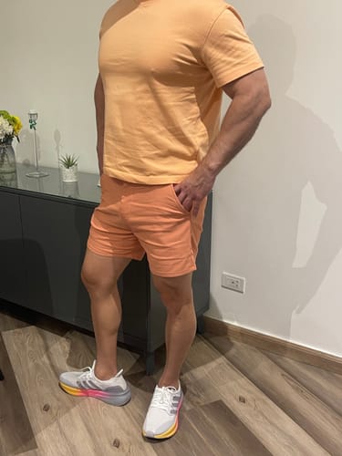 Customer photo review of Ultra-Stretch 5" Chino Shorts - Cherry Red