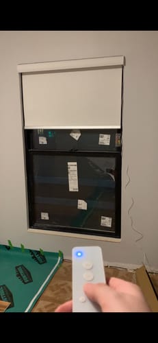 Customer photo review of SmartWings Motorized Roller Shades 100% Blackout Safari