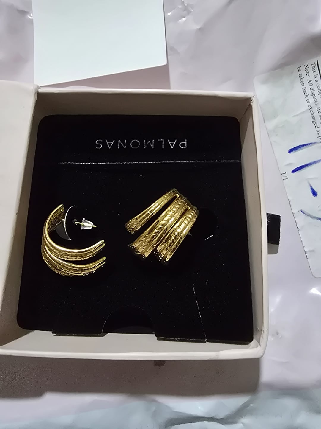 Customer photo review of Statement Gold Stud Earrings