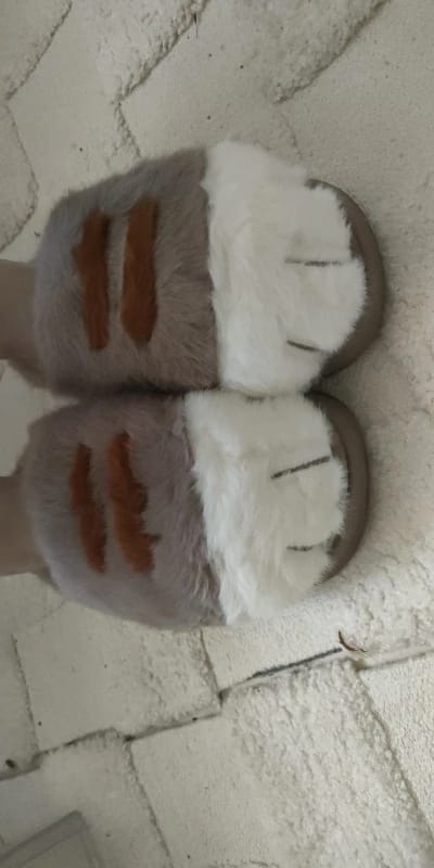 Customer photo review of Warm 3D Cat Paws Furry Slippers