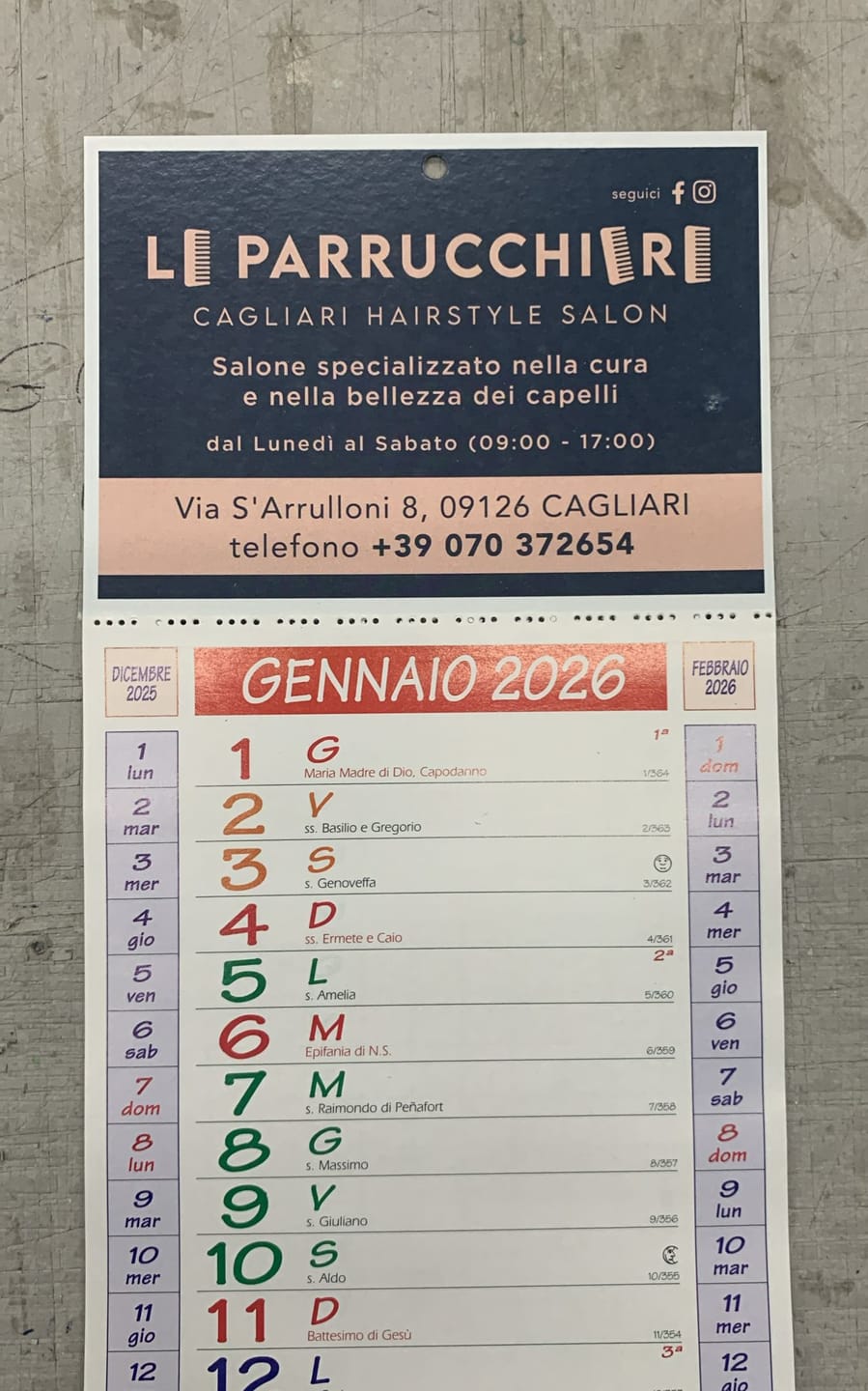 Customer photo review of Calendario Slim