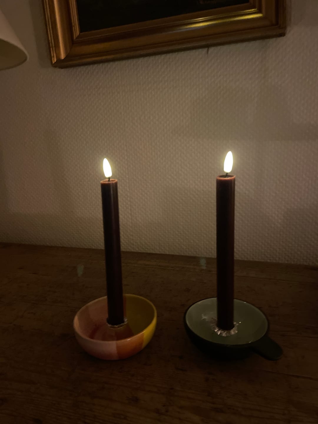 Customer photo review of LED Kronelys 2 stk, Ø 2 x 24 cm Bourgogne