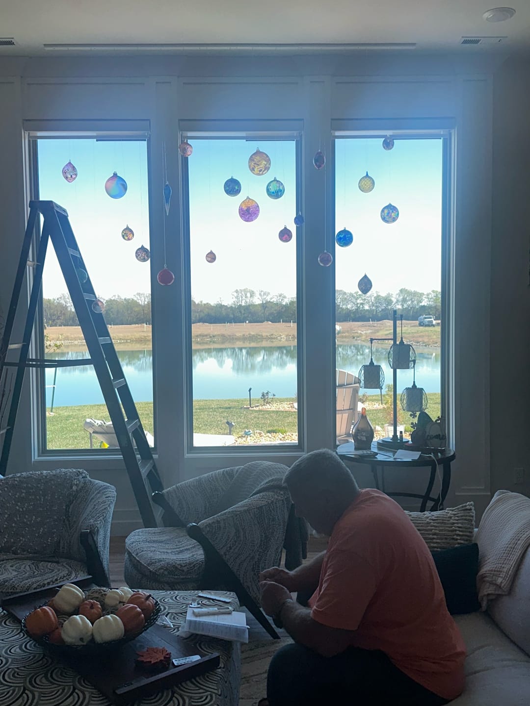 Customer photo review of SmartWings Motorized Light Filtering Roller Shades 50% Blackout PVC Free Sunscreen