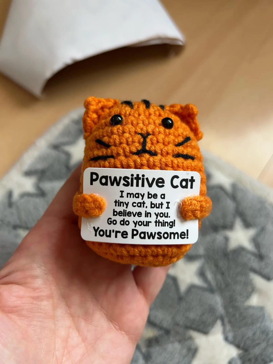 Customer photo review of 🎁 FREE - Handmade Crochet Positive Cat Nugget