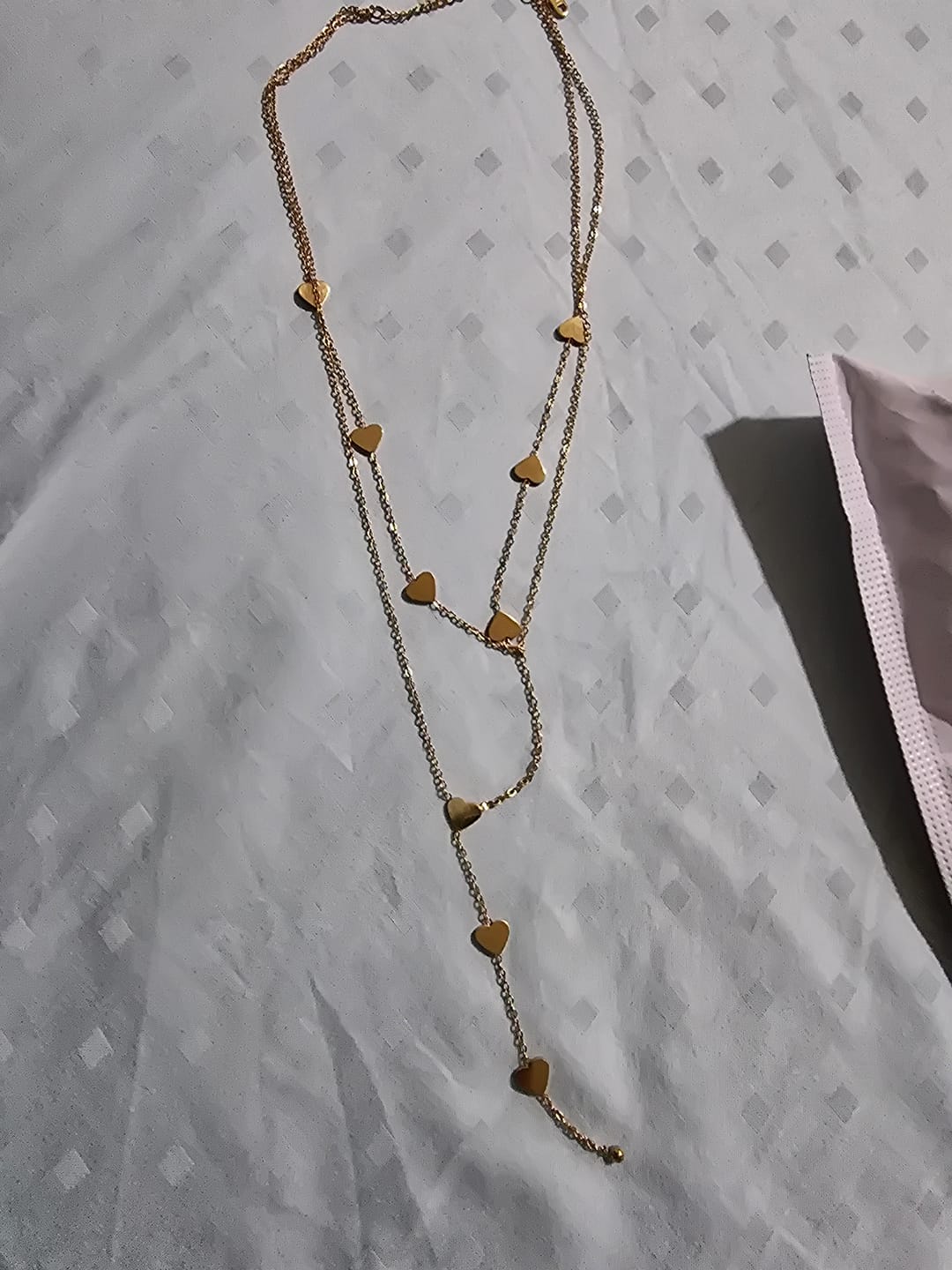 Customer photo review of Two-Layered Heart Charm Necklace