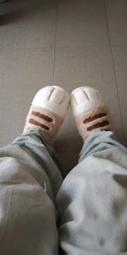 Customer photo review of Warm 3D Cat Paws Furry Slippers