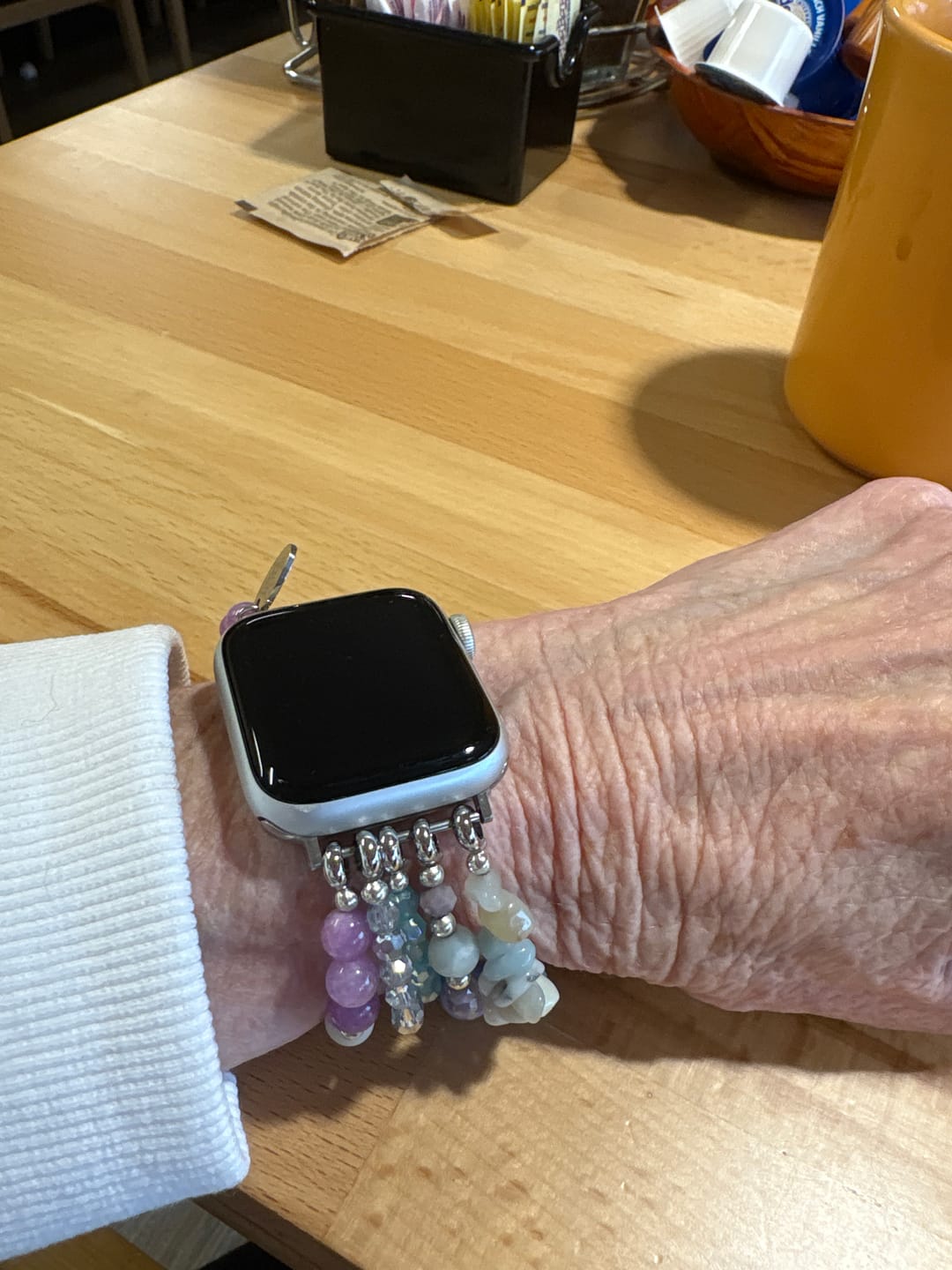 Customer photo review of Seaside Dreams Stretch Apple Watch Strap