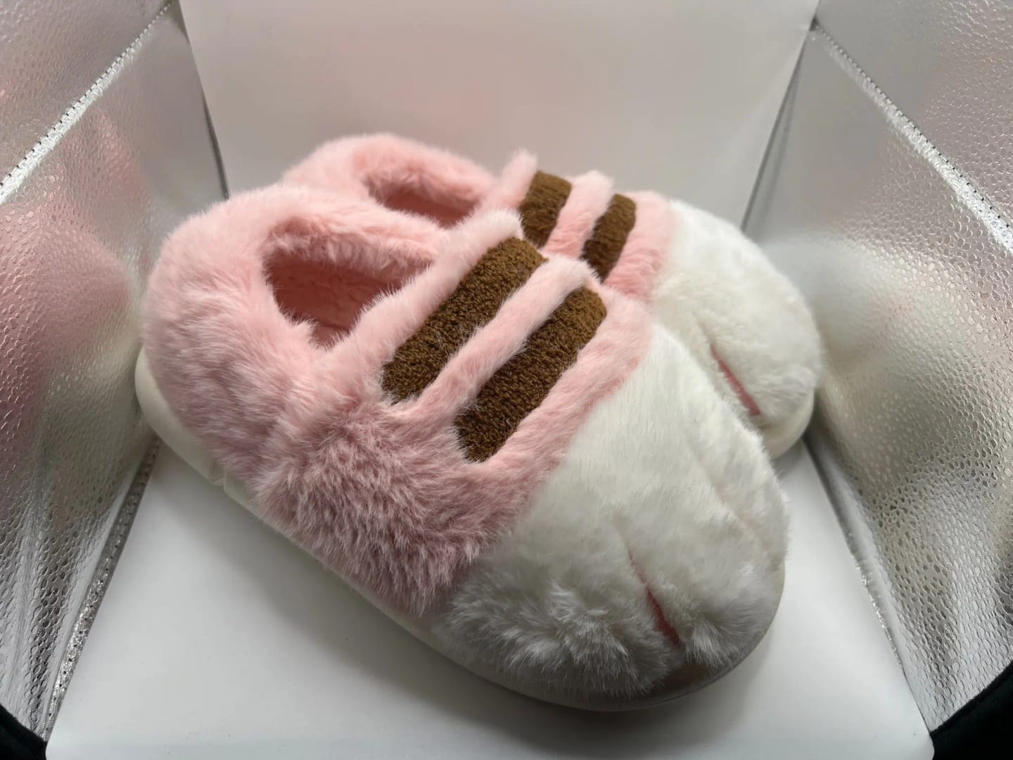 Customer photo review of Warm 3D Cat Paws Furry Slippers
