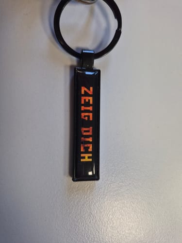 Customer photo review of Metall Schlüsselanhänger personalisiert mit Name, Text, Spruch und Foto