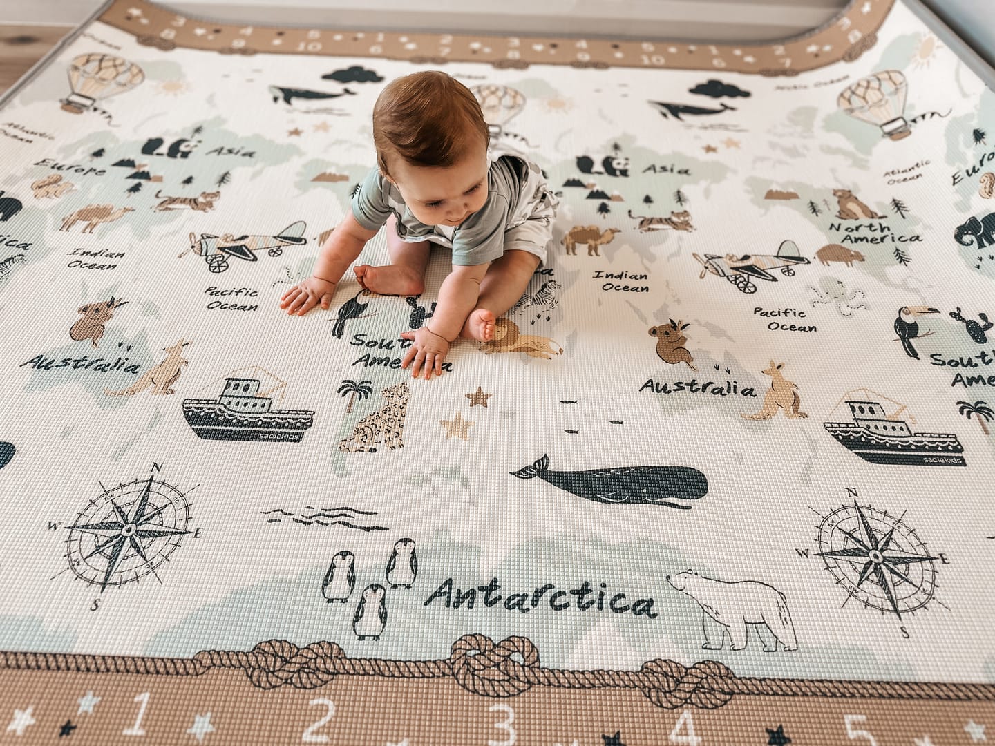 Customer photo review of World Map/ Solid Grey Play Mat