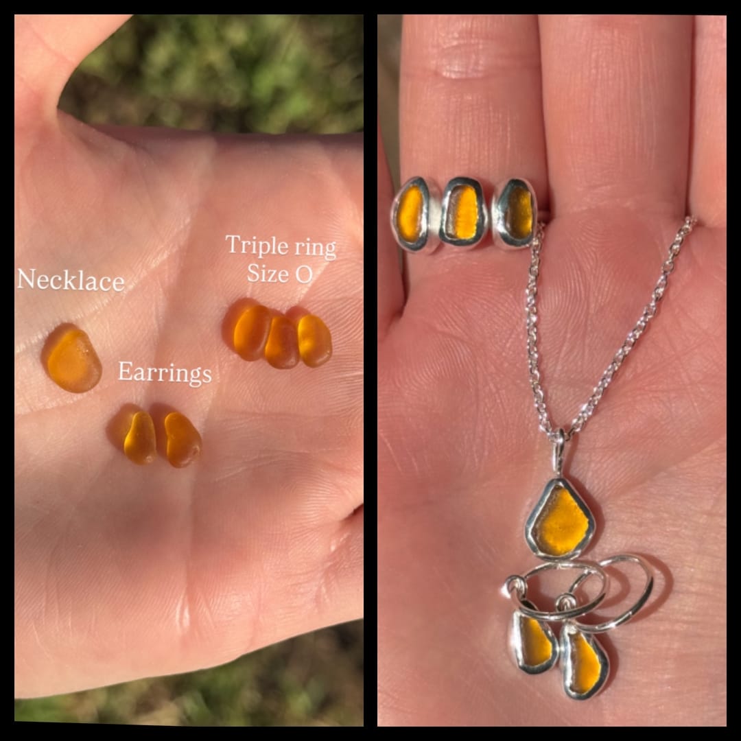 Customer photo review of Green Sea Glass Heart, Gold Vermeil - Size S