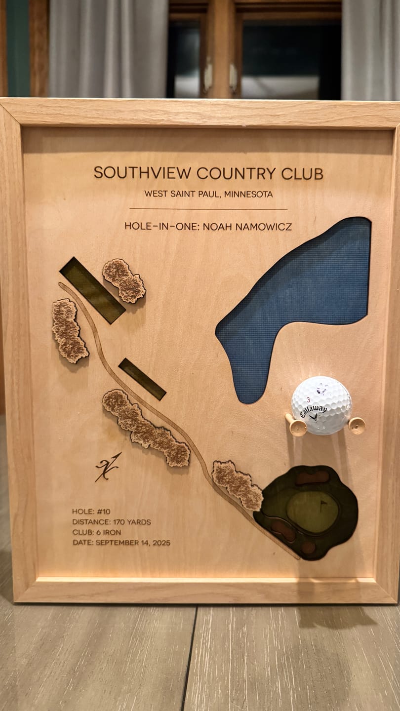 Customer photo review of Personalized Hole-in-One | Single Hole Golf Art