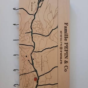 Customer photo review of Custom Coordinates Key Holder Wall Rack with Hooks - Personalized City Map Key Organizer for Housewarming Gift